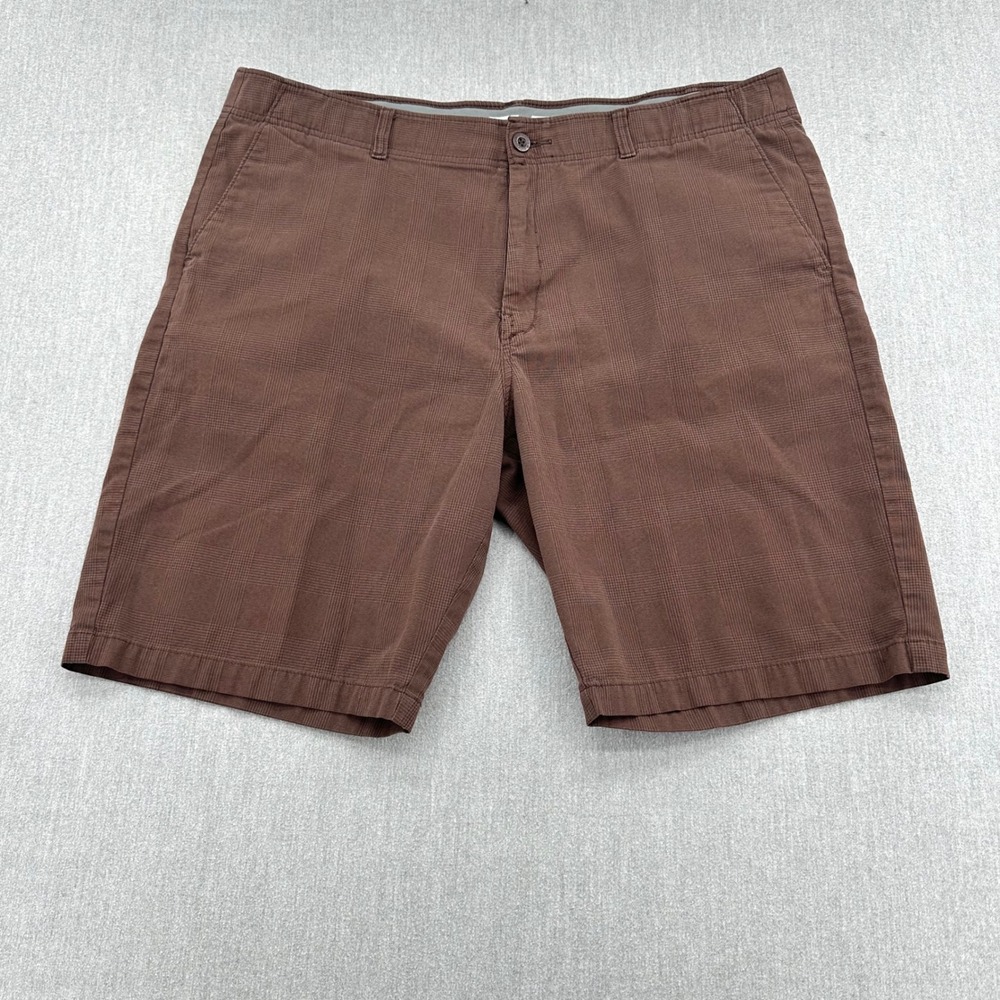 Dickies Shorts Mens 42 Brown Flex Waist Plaid Flat Front Workwear Utility